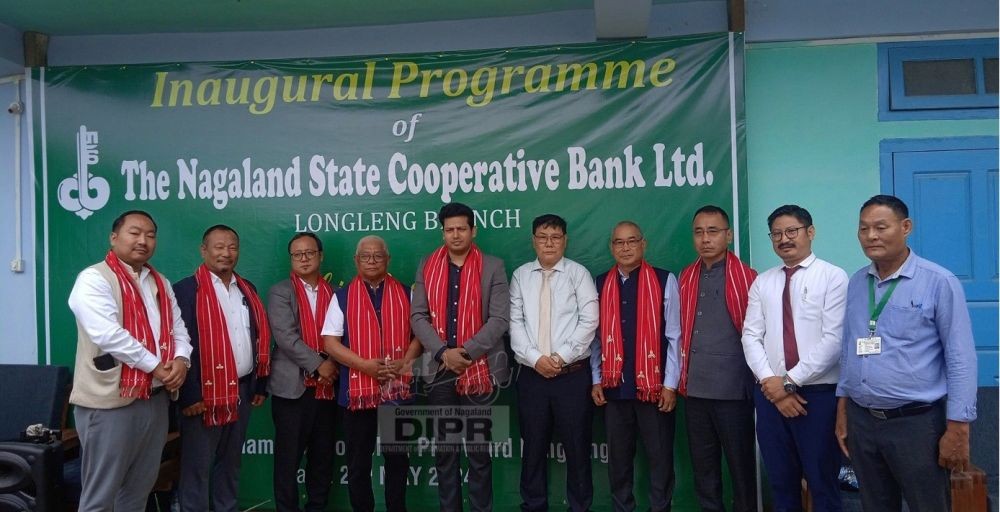 DC Longleng Dharam Raj with officials during the inauguration of the NStCB ltd 23rd branch at Shamakok complex PPC ward, in Longleng on May 29. (DIPR Photo)